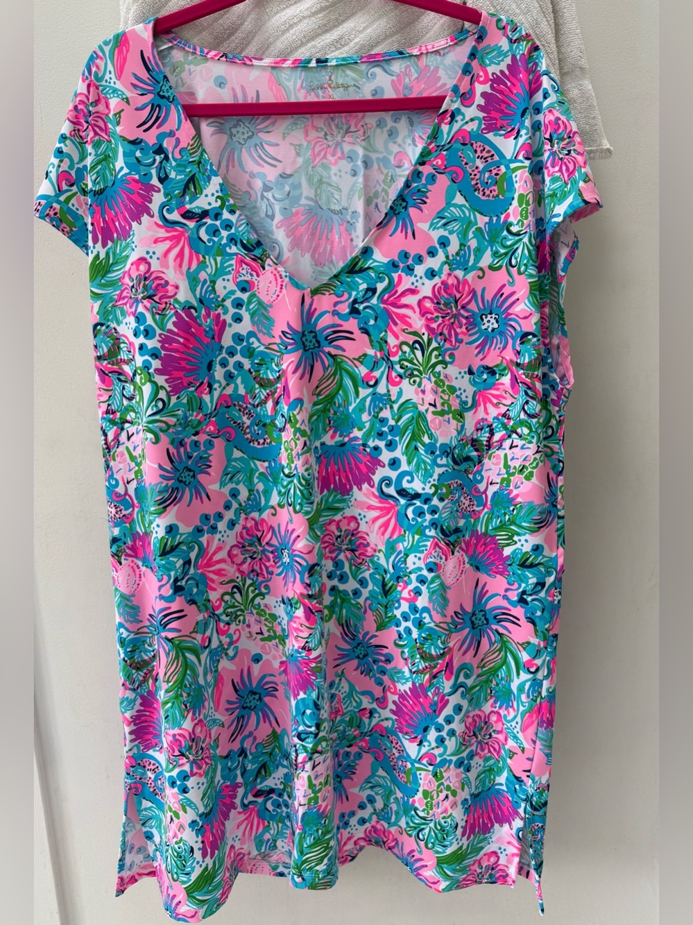 Lilly Pulitzer Paradise petals cover up Pink, Teal & Green XL